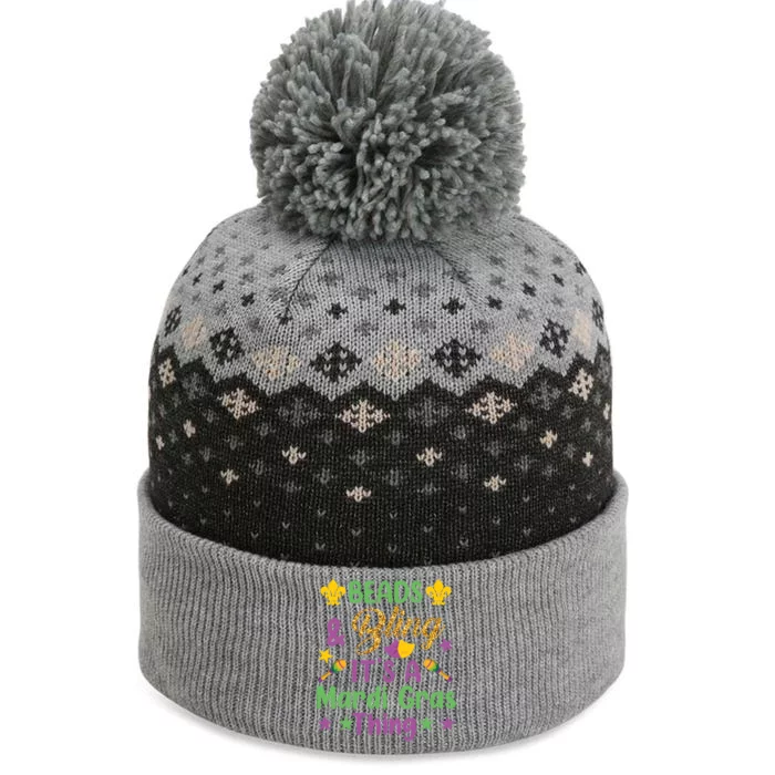 Beads & Bling ItS A Mardi Gras Thing The Baniff Cuffed Pom Beanie