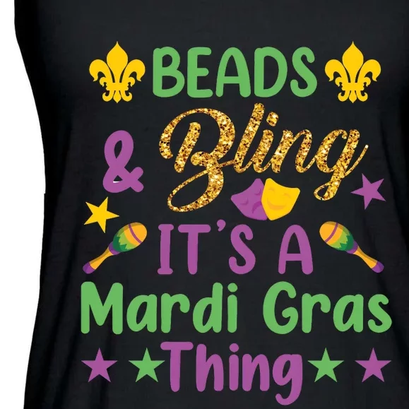 Beads & Bling ItS A Mardi Gras Thing Ladies Essential Flowy Tank