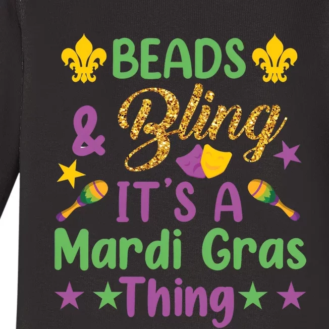 Beads & Bling ItS A Mardi Gras Thing Baby Long Sleeve Bodysuit