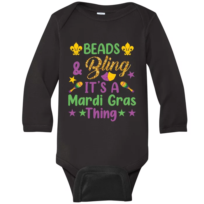 Beads & Bling ItS A Mardi Gras Thing Baby Long Sleeve Bodysuit