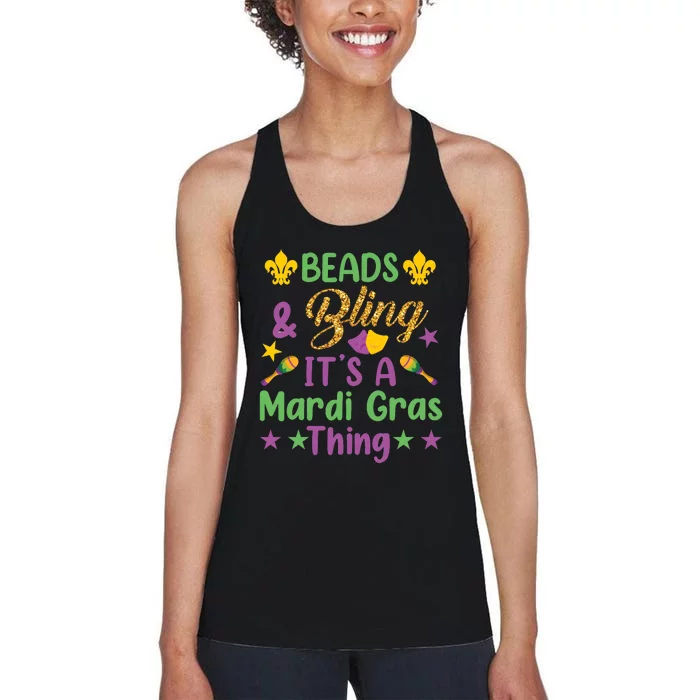 Beads & Bling ItS A Mardi Gras Thing Women's Racerback Tank