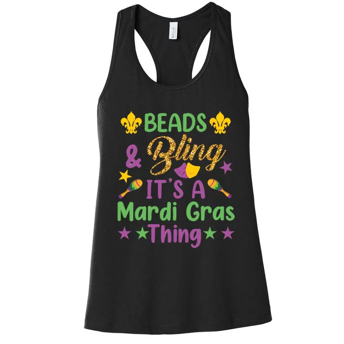 Beads & Bling ItS A Mardi Gras Thing Women's Racerback Tank