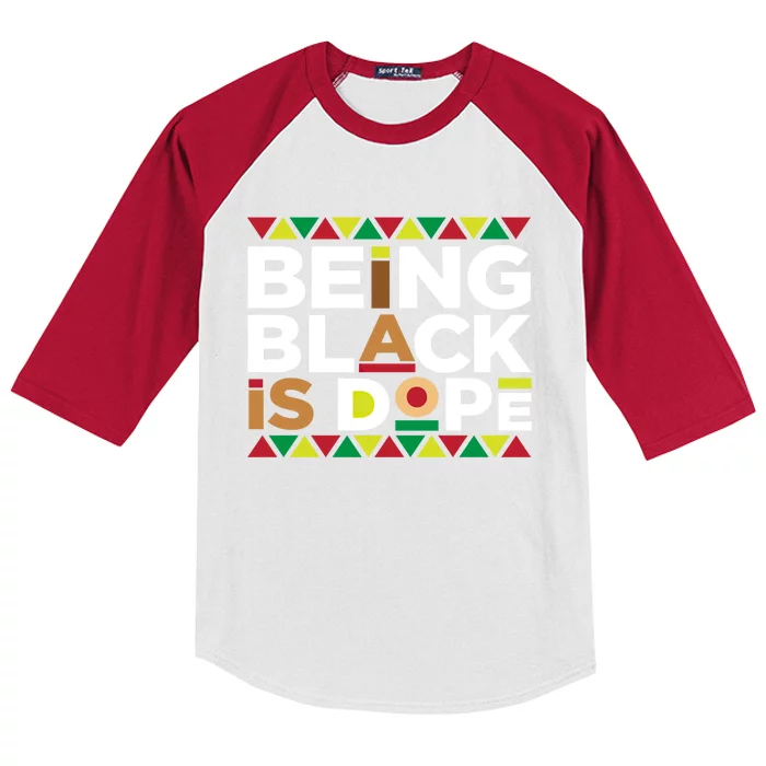 Being Black Is Dope Melanin Black History Cool Gift Kids Colorblock Raglan Jersey