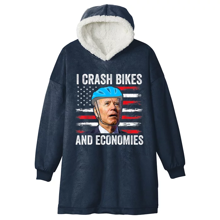 Biden Bicycle I Crash Bikes And Economies Hooded Wearable Blanket