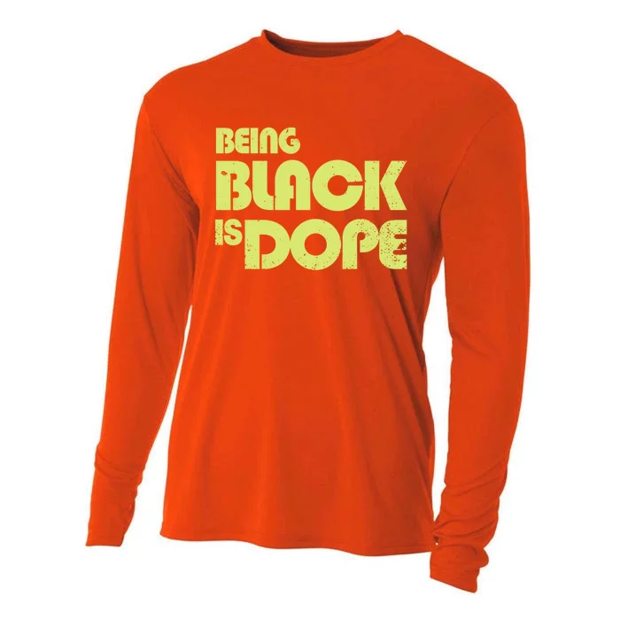 Being Black Is Dope Vintage Style Distressed Cool Gift Cooling Performance Long Sleeve Crew