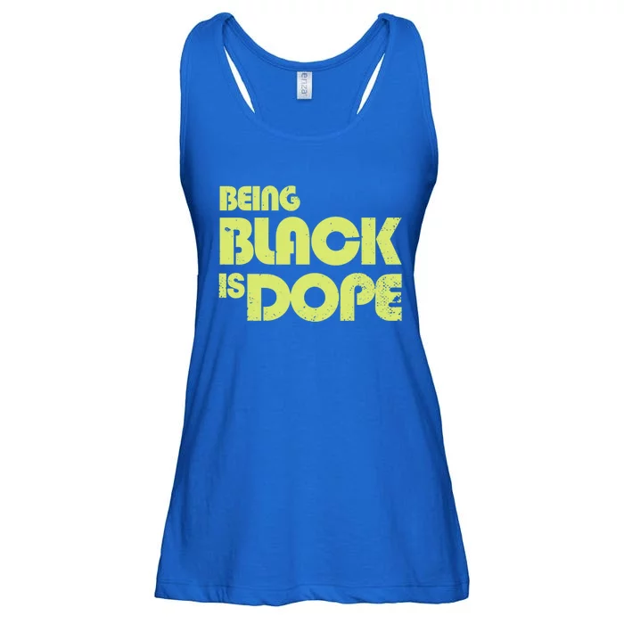 Being Black Is Dope Vintage Style Distressed Cool Gift Ladies Essential Flowy Tank