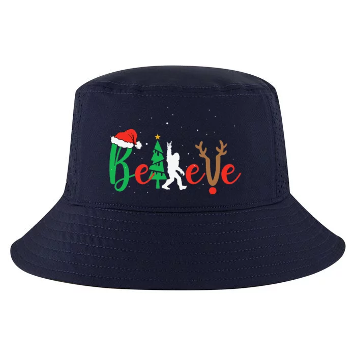 Bigfoot Believe In Christmas Funny Sasquatch Xmas Pajamas Cool Comfort Performance Bucket Hat