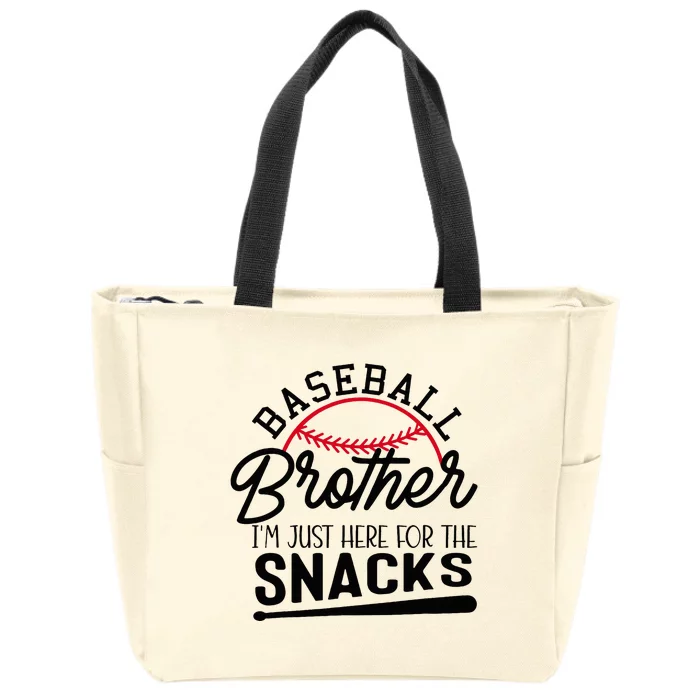 Baseball Brother IM Just Here For The Snacks Funny Baseball Zip Tote Bag