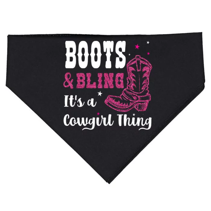 boots & bling it's a cowgirl thing Western USA-Made Doggie Bandana