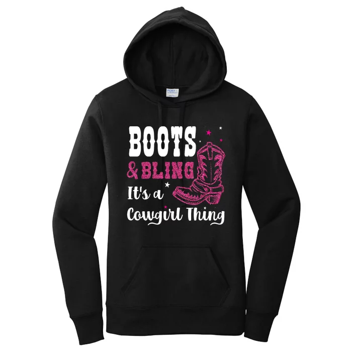 boots & bling it's a cowgirl thing Western Women's Pullover Hoodie