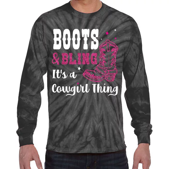 boots & bling it's a cowgirl thing Western Tie-Dye Long Sleeve Shirt