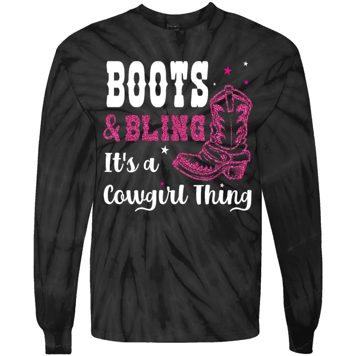 boots & bling it's a cowgirl thing Western Tie-Dye Long Sleeve Shirt