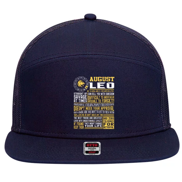 Best Born In August Leo Zodiac Sign For Men Women 7 Panel Mesh Trucker Snapback Hat