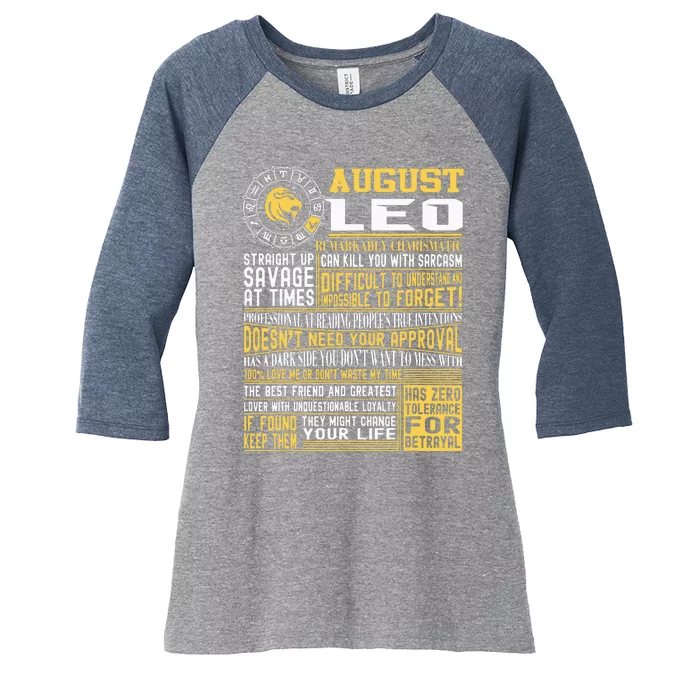 Best Born In August Leo Zodiac Sign For Men Women Women's Tri-Blend 3/4-Sleeve Raglan Shirt