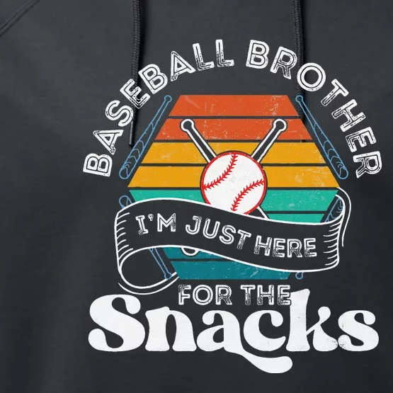 Baseball Brother I'm Just Here for the snacks retro Baseball Performance Fleece Hoodie