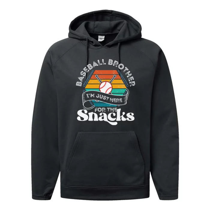 Baseball Brother I'm Just Here for the snacks retro Baseball Performance Fleece Hoodie