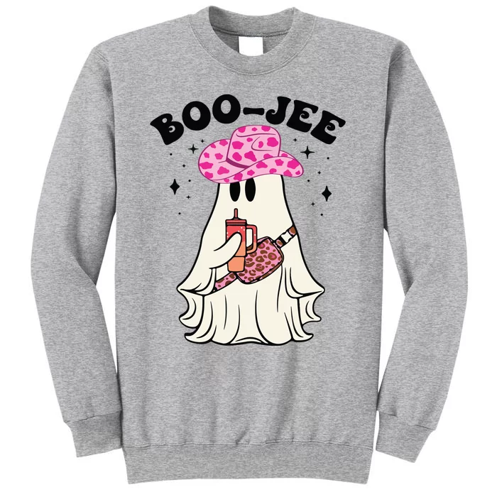 Boujee Boo Jee Spooky Ghost Halloween Leopard Costumes Tall Sweatshirt