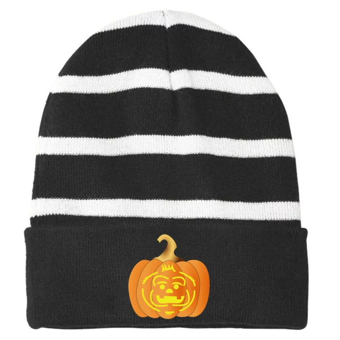 Baby Bigfoot Jack OLantern Halloween Striped Beanie with Solid Band