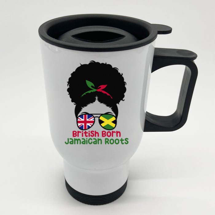 British Born Jamaican Roots Afro Half Britain half Jamaica Front & Back Stainless Steel Travel Mug