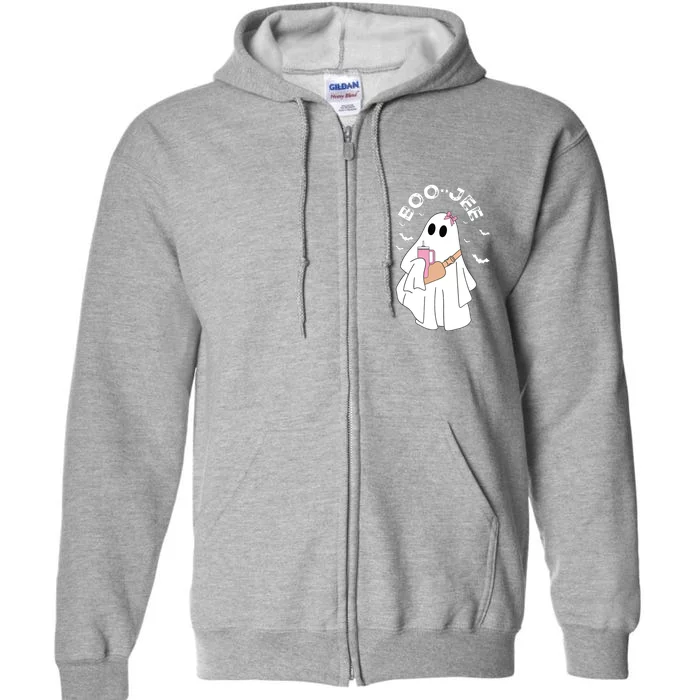 Boujee Boo Jee Ghost Halloween Girl Kids Boy Spooky Season Full Zip Hoodie