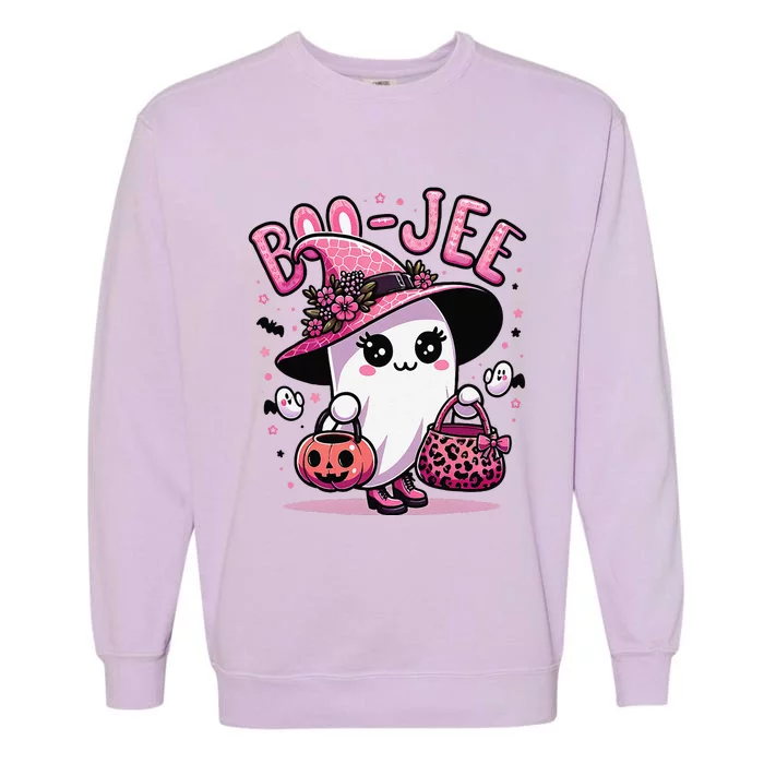 Boujee Boo Jee Spooky Ghost Pin.K Halloween Women Garment-Dyed Sweatshirt