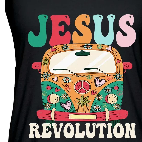 Boho Bus Jesus-Revolution, Christian Faith Based Jesus Ladies Essential Flowy Tank