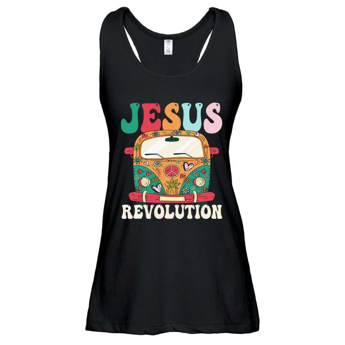 Boho Bus Jesus-Revolution, Christian Faith Based Jesus Ladies Essential Flowy Tank