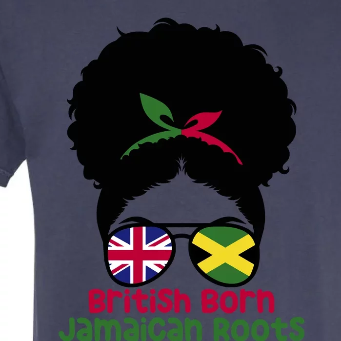 British Born Jamaican Roots Afro Half Britain Half Jamaica Garment-Dyed Heavyweight T-Shirt