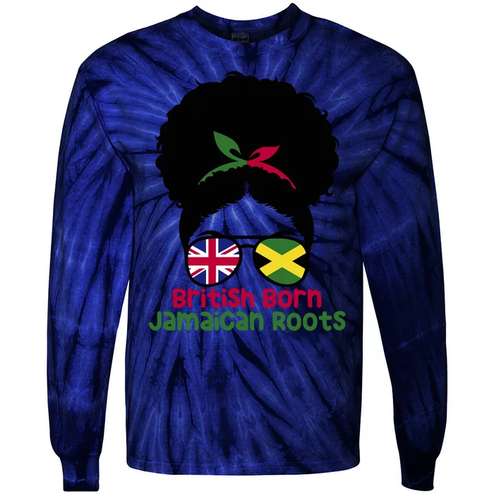 British Born Jamaican Roots Afro Half Britain Half Jamaica Tie-Dye Long Sleeve Shirt