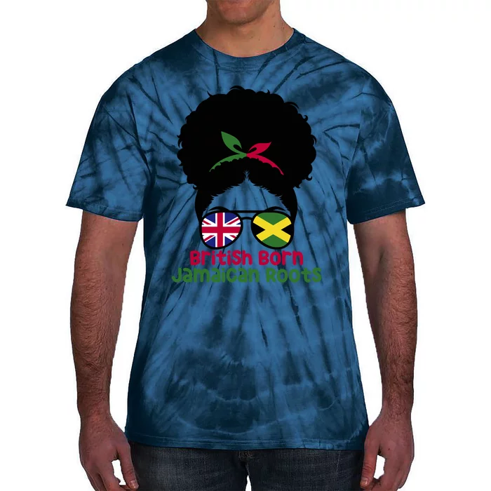 British Born Jamaican Roots Afro Half Britain Half Jamaica Tie-Dye T-Shirt