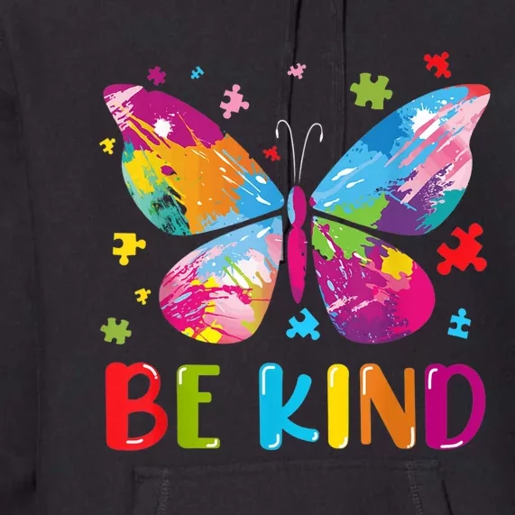 Butterfly Be Kind Autism Awareness Premium Hoodie