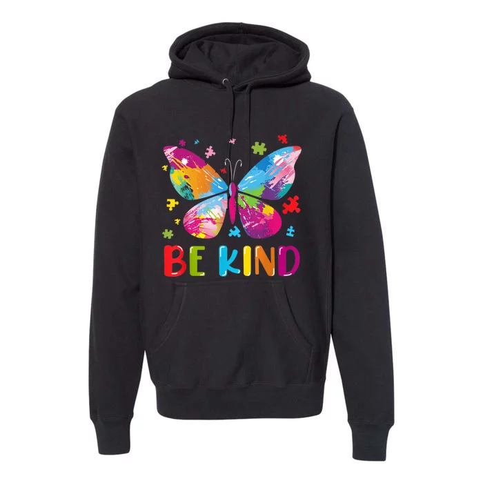 Butterfly Be Kind Autism Awareness Premium Hoodie