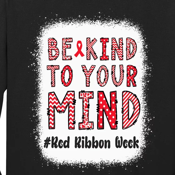 Bleached Be Kind To Your Mind Leopard Red Ribbon Week Tall Long Sleeve T-Shirt