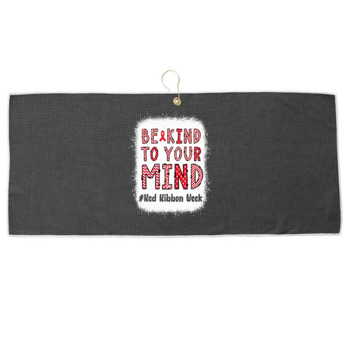 Bleached Be Kind To Your Mind Leopard Red Ribbon Week Large Microfiber Waffle Golf Towel