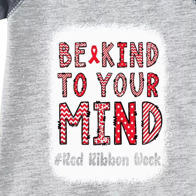 Bleached Be Kind To Your Mind Leopard Red Ribbon Week Infant Baby Jersey Bodysuit