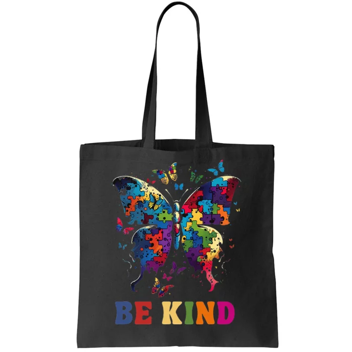 Butterfly Be Kind Autism Awareness Month Tote Bag