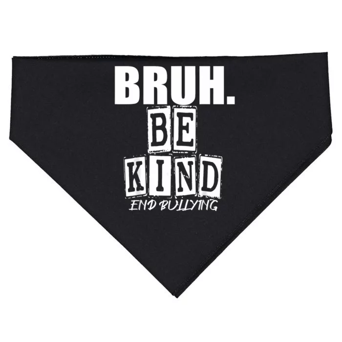 Bruh Be Kind Funny Orange Anti Bullying Unity Day USA-Made Doggie Bandana