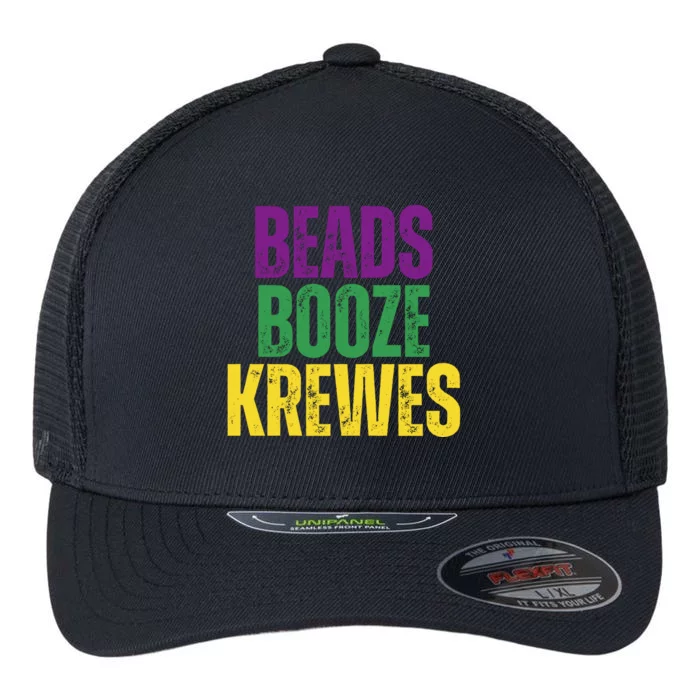 Beads Booze Krewes Mardi Gras Vintage Flexfit Unipanel Trucker Cap