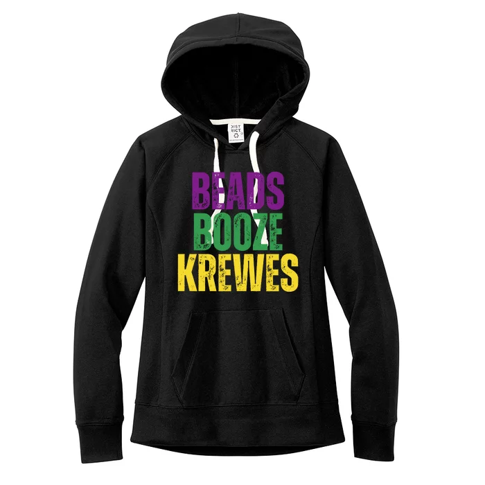 Beads Booze Krewes Mardi Gras Vintage Women's Fleece Hoodie