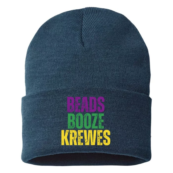 Beads Booze Krewes Mardi Gras Vintage Sustainable Knit Beanie