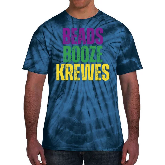 Beads Booze Krewes Mardi Gras Vintage Tie-Dye T-Shirt