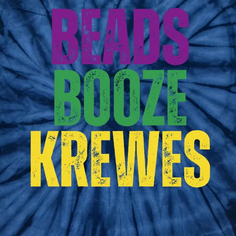 Beads Booze Krewes Mardi Gras Vintage Tie-Dye T-Shirt