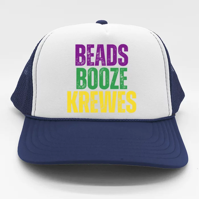 Beads Booze Krewes Mardi Gras Vintage Trucker Hat