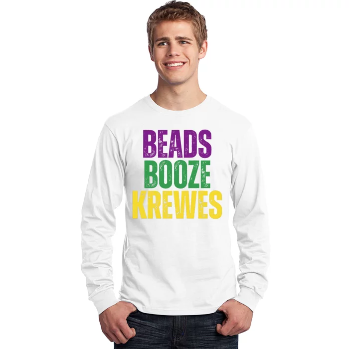 Beads Booze Krewes Mardi Gras Vintage Long Sleeve Shirt