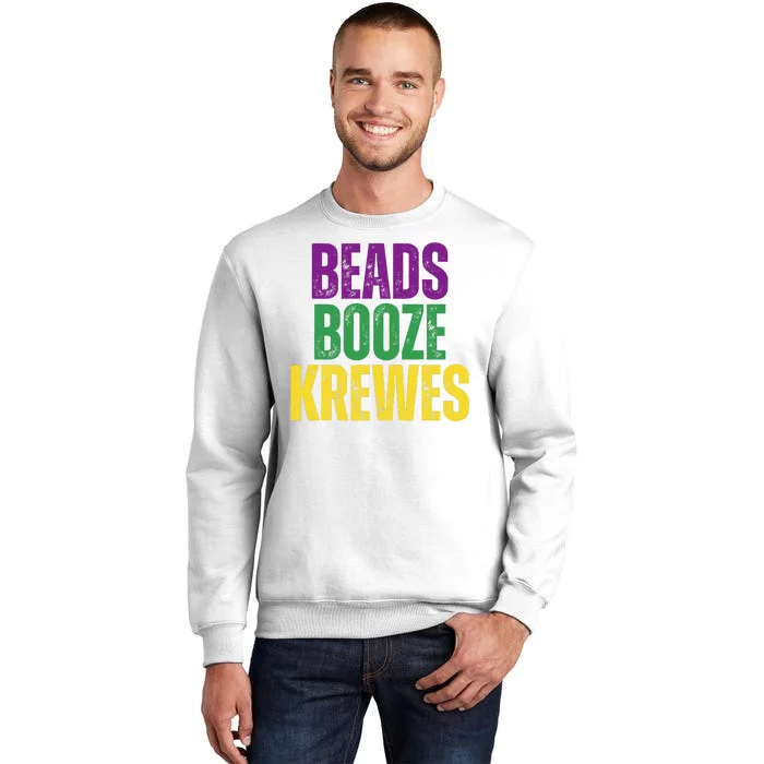 Beads Booze Krewes Mardi Gras Vintage Sweatshirt