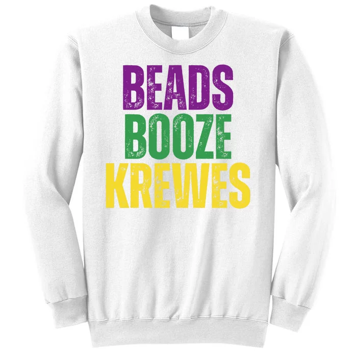 Beads Booze Krewes Mardi Gras Vintage Sweatshirt