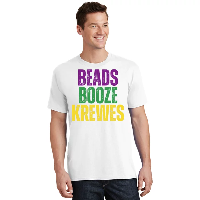 Beads Booze Krewes Mardi Gras Vintage T-Shirt