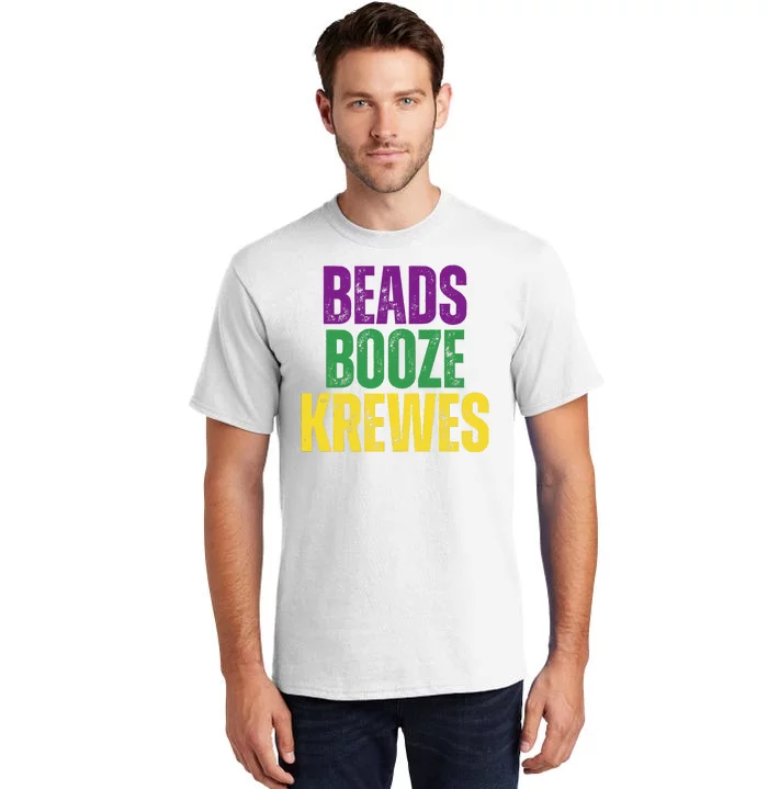 Beads Booze Krewes Mardi Gras Vintage Tall T-Shirt