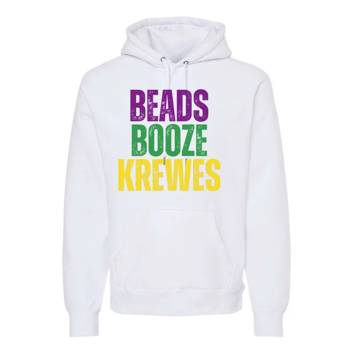 Beads Booze Krewes Mardi Gras Vintage Premium Hoodie