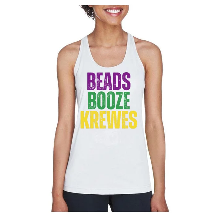 Beads Booze Krewes Mardi Gras Vintage Women's Racerback Tank